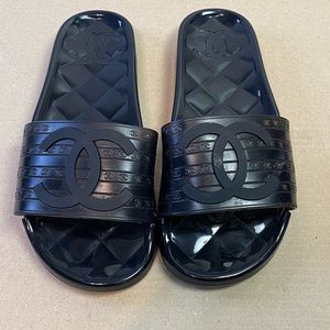 Chanel Black Smoke Jelly Slides Size 9